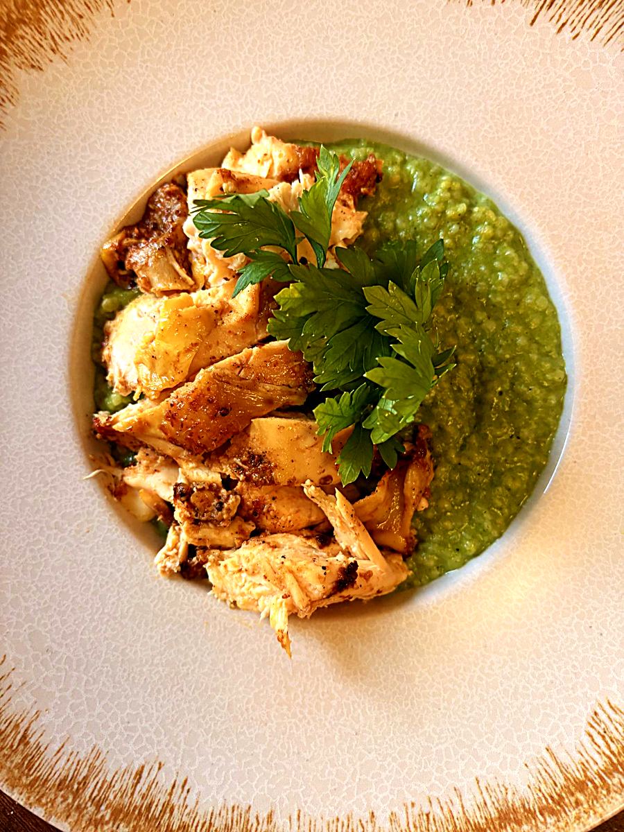 Risotto vert et poulet
